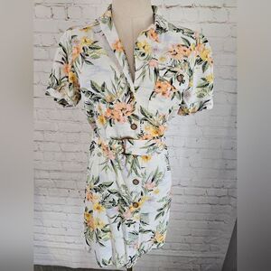 Miss Selfridge Petite Utility Dress in Tropical Print | Size 6 Petite | EUC